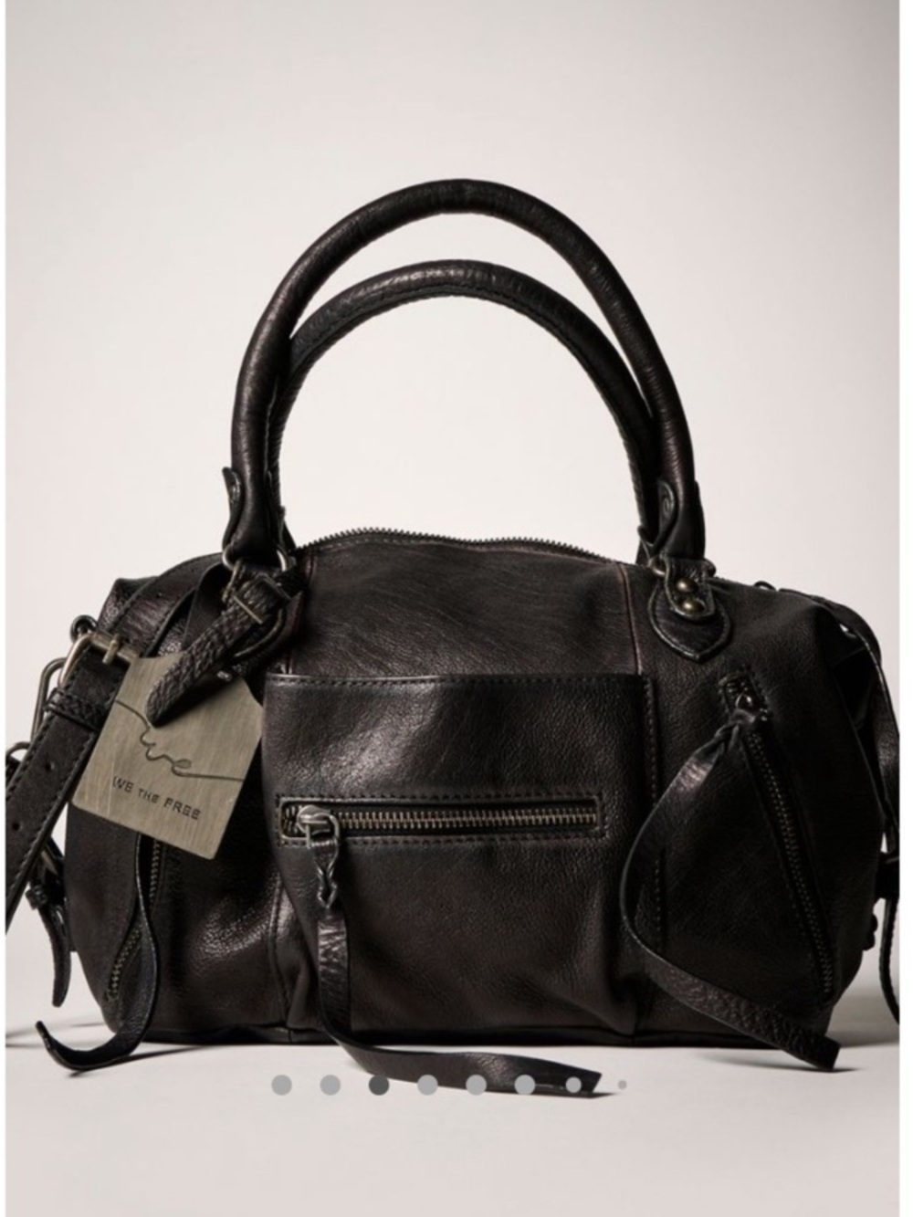 NWT FREE PEOPLE Baby Emerson Leather Tote Bag in Black